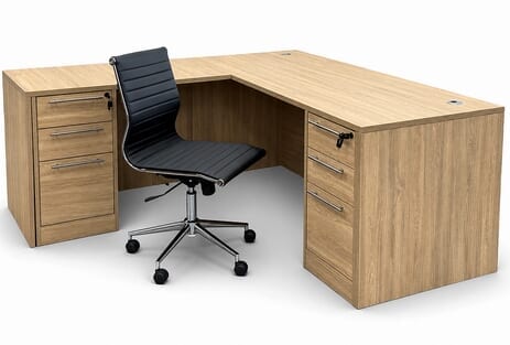 Beaumont Executive L-Shaped Desk w/6 Drawers - 71
