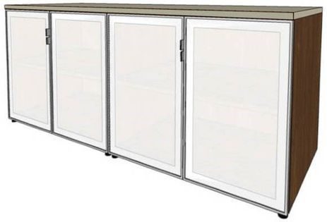 Custom Frosted Glass 4-Door Cabinet