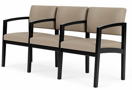 Lenox 3-Seater w/Center Arms in Upgrade Fabric or Healthcare Vinyl