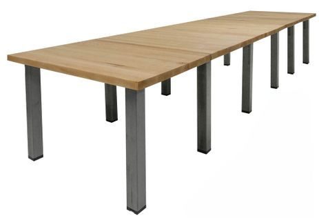 15' x 4' Solid Wood Conference Table with Industrial Steel Legs