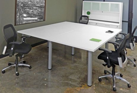 8' Square White Conference Table 