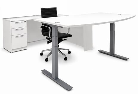 White Electric Lift Adjustable Height  U-Desk