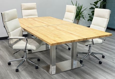  8' x 4' Modular Solid Wood Conference Table w/ Steel Dual Column Bases - See Add-On Sections Below