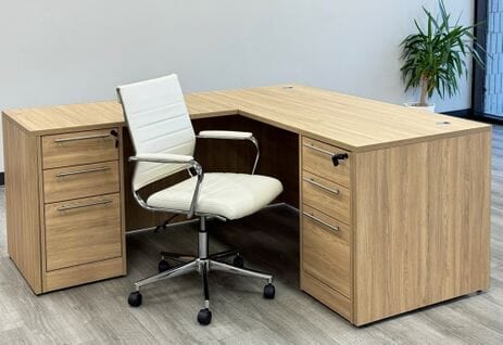 Beaumont Managers L-Shaped Desk w/6 Drawers - 63