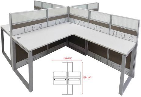 TrendSpaces Premium 4 Person L-Shaped Cubicle