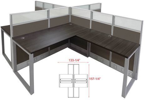 TrendSpaces Value 4 Person L-Shaped Cubicle