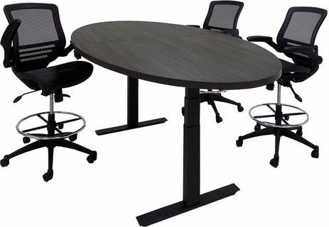 Adjustable Electric Lift 8' x 4' Oval Conference Table