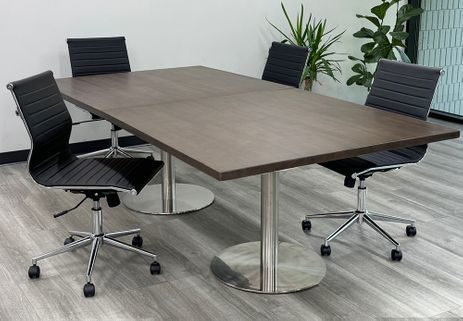 8' x 4' Solid Wood Conference Table w/ Steel Disc Bases - See Add-On Sections Below