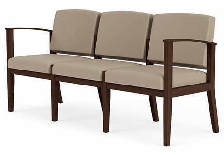 Amherst Wood Frame 3 Seat Sofa in Upgrade Fabric or Healthcare Vinyl