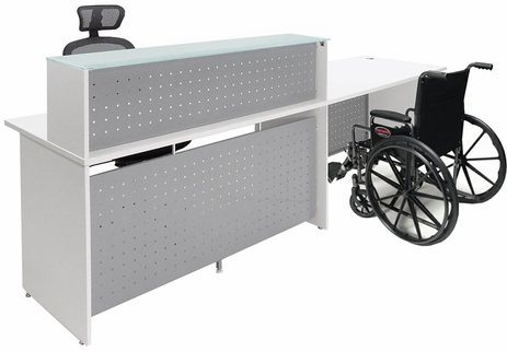 White Glass Top Wheelchair Accessible Reception Desk