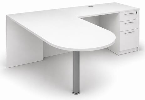 White Peninsula L-Shaped Desk 