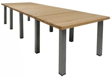 12' x 4' Solid Wood Conference Table with Industrial Steel Legs