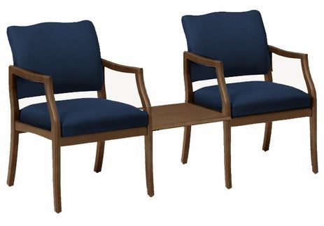 Franklin 2 Arm Chairs w/Center Table in Standard Fabric or Vinyl