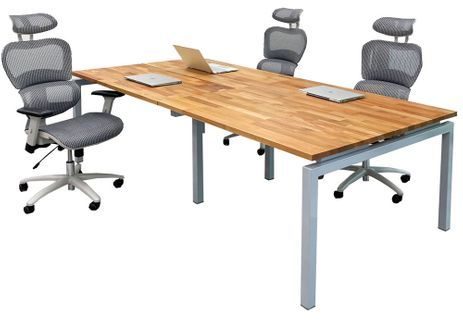 4-Person Solid Wood Benching Workstation w/ 48