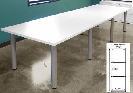 12' x 4' White Conference Table