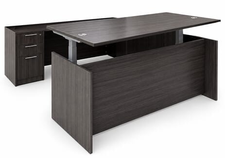 Charcoal Adjustable Height Rectangular Front U-Shaped Desk