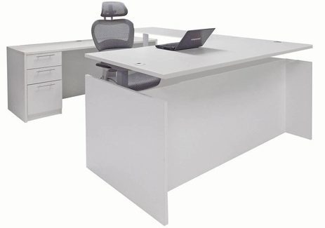 Enclosed Straight Front U-Shaped Desk with Height Adjustable L-Surface