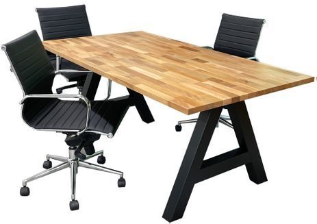 6' x 3' Solid Wood Meeting Table with Metal A-Frame Legs