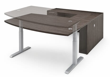 Charcoal Woodgrain Laminate Electric Lift Adjustable Height  U-Desk