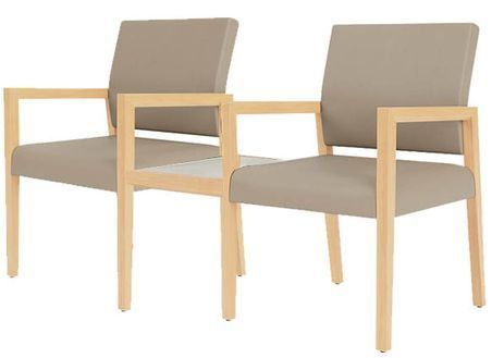 Brooklyn 2-Seater w/Center Table in Upgrade Fabric/Healthcare Vinyl