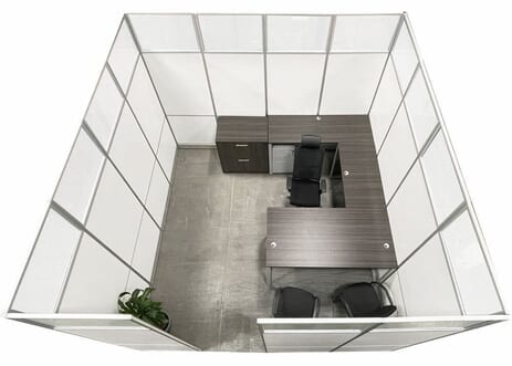 12' x 12' x 7'H White Laminate Modular Office Set with Desk and Chairs - Starter Unit