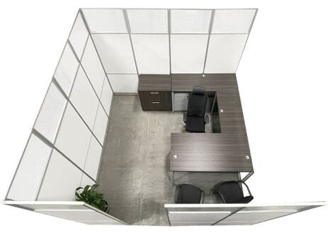 12' x 12' x 7'H White Laminate Modular Office Set with Desk and Chairs - Add-On Unit