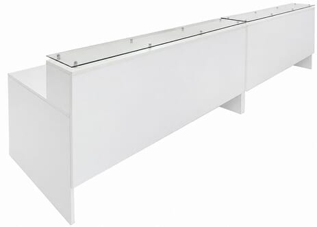 Emerge Glass Top 2-Person Reception Desk w/Drawers & LED Lights - 142