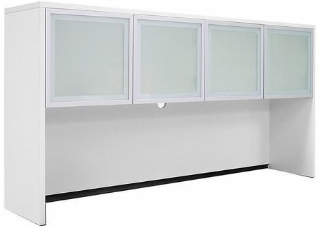 White Glass Door Storage Hutch