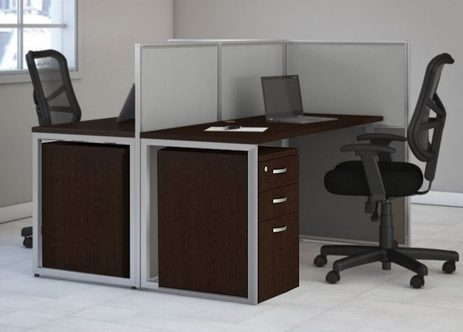 2-Person Straight Cubicle Workstation w/ Files