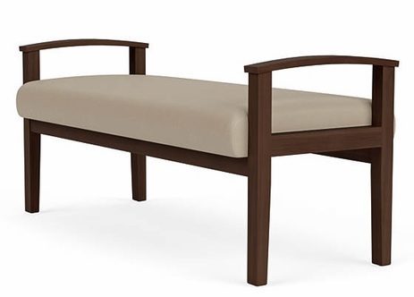 Amherst Wood Frame 2 Seat Bench in Upgrade Fabric or Healthcare Vinyl