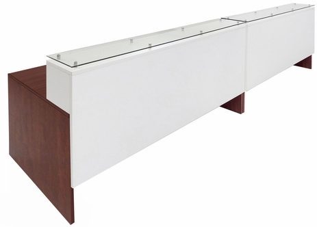 Emerge Glass Top 2-Person Reception Desk w/Drawers & LED Lights - 142