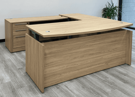 Beaumont Conference U-Shaped Workstation, Height Adjustable L-Surface & 3 Drawers - 71