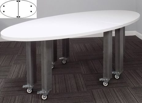 8' x 4' Oval Mobile Industrial Steel Leg Conference Table