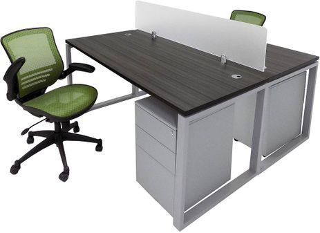 TrendSpaces Compact 2-Desk Back-To-Back Workstation Set