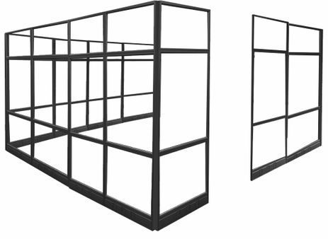 12' x 12' x 7'H Clear Glass Modular Office w/ Black Frame - Add-On Office