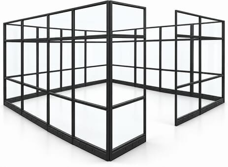 12' x 12' x 7'H Clear Glass Modular Office w/ Black Frame - Starter Cubicle