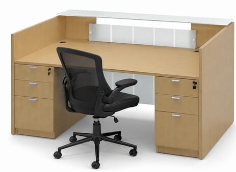 Glass Front Reception Desk w/6 Drawers