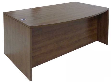 Modern Walnut Bow Front Conference Desk w/6 Drawers