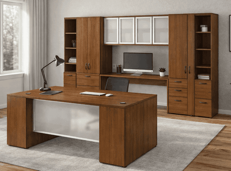 Prestige II Custom Glass Front Executive Series - Desk & Wall Unit Package