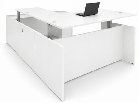 Enclosed Straight Front U-Shaped Desk with Height Adjustable L-Surface