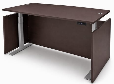 Mocha Adjustable Height Bow Front Desk