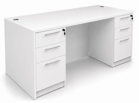 White Rectangular Managers Desk w/6 Drawers