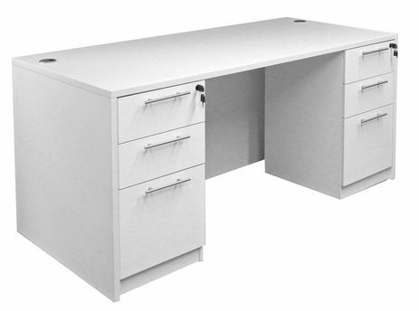 White Rectangular Managers Desk w/6 Drawers