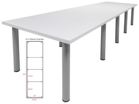 14' x 4' White Conference Table