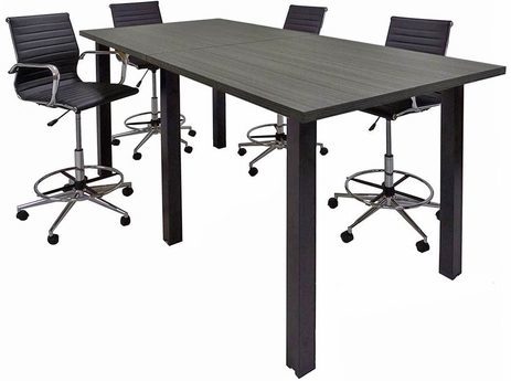 Standing Height Conference Tables w/Square Black Legs & White, Mocha, Maple, Black or Charcoal Top - 8' Length- See Other Sizes