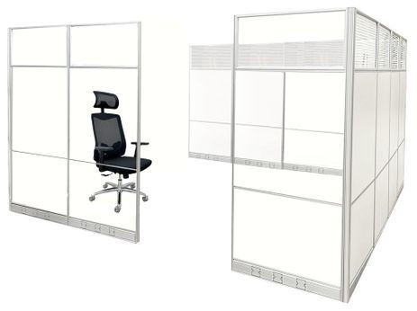 12' x 12' x 7'H White Laminate Modular Office with Clear Glass Front - Add-On Cubicle