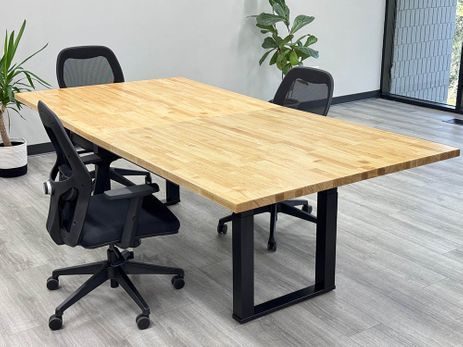 8' x 4 Sophisticate Series Solid Wood Electric Lift Meeting Table