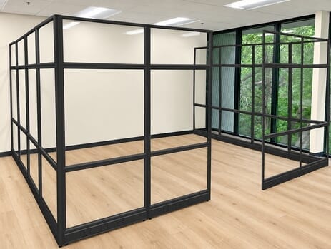 12' x 15' x 7'H Clear Glass Modular Conference Room w/ Black Frame