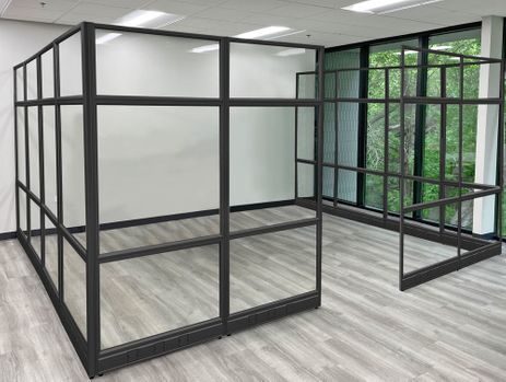 12' x 15' x 7'H Clear Glass Modular Conference Room w/ Black Frame