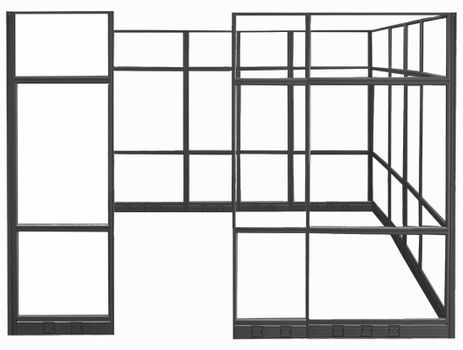 10' x 10' x 7'H Clear Glass Modular Office w/ Black Frame - Add-On Cubicle